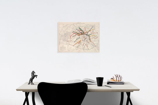 Historic Map : Paris 1888 : Recettes kilometriques des ligne d'Omnibus, 1889, Vintage Wall Decor