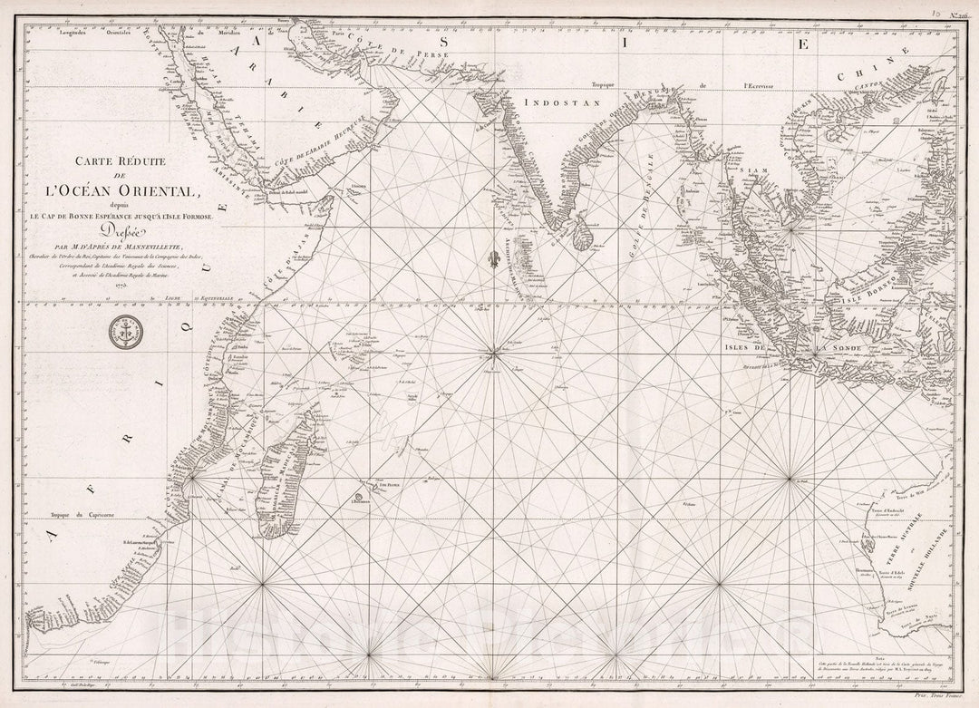 Historic Map : Carte reduite de l'Ocean Oriental, 1810, Vintage Wall Decor