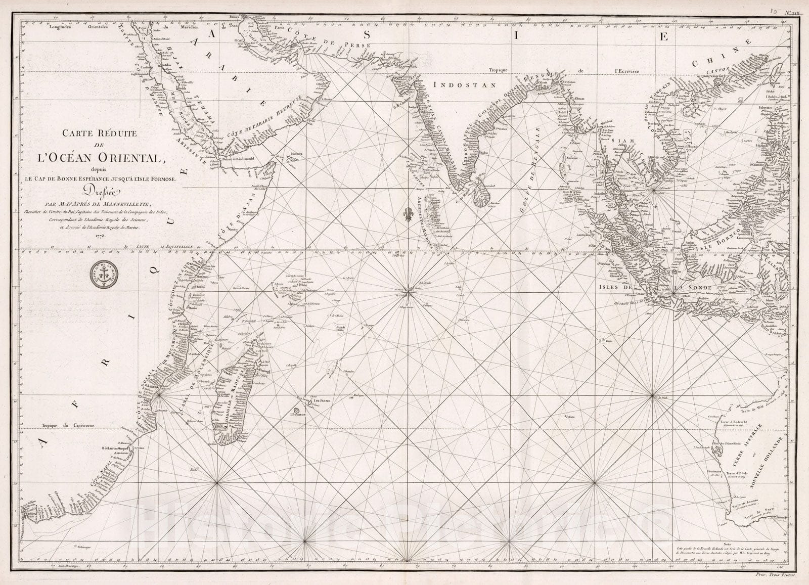 Historic Map : Carte reduite de l'Ocean Oriental, 1810, Vintage Wall Decor