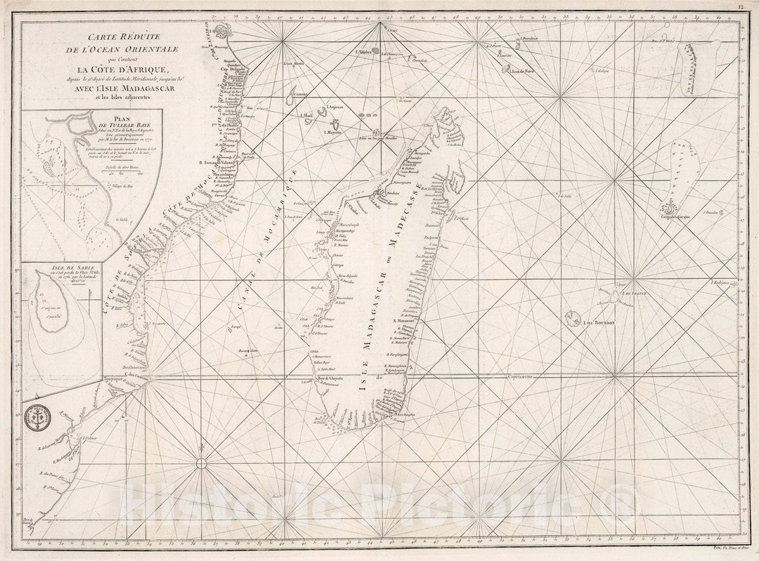 Historic Map : Carte reduite de l'Ocean Orientale : qui Contient la Cote d'Afrique, 1810, Vintage Wall Decor