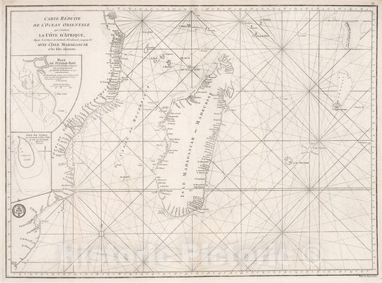 Historic Map : Carte reduite de l'Ocean Orientale : qui Contient la Cote d'Afrique, 1810, Vintage Wall Decor