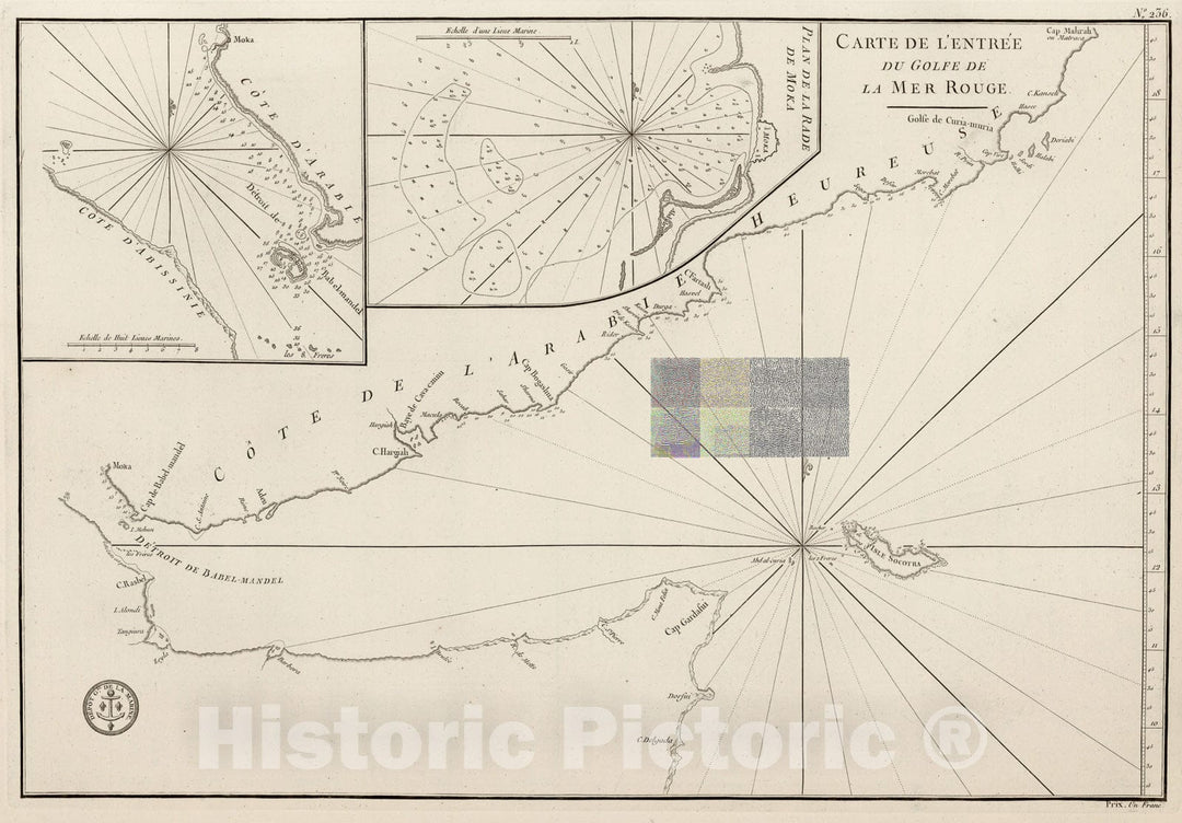 Historic Map : Carte de l'Entree du Golf de la Mer Rouge, 1810, Vintage Wall Decor