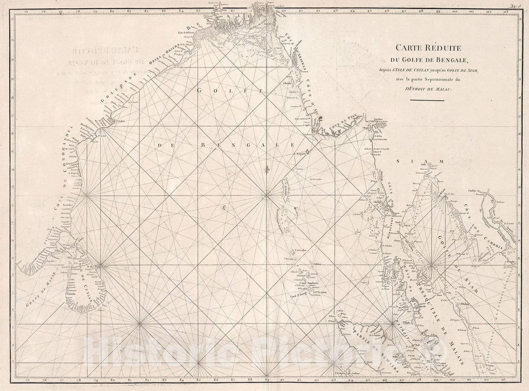 Historic Map : Carte Reduite Du Golfe De Bengale, 1810, Vintage Wall Decor