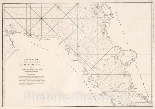 Historic Map : Carte plate de la partie septentrionale du detroit de Malac, 1810, Vintage Wall Decor