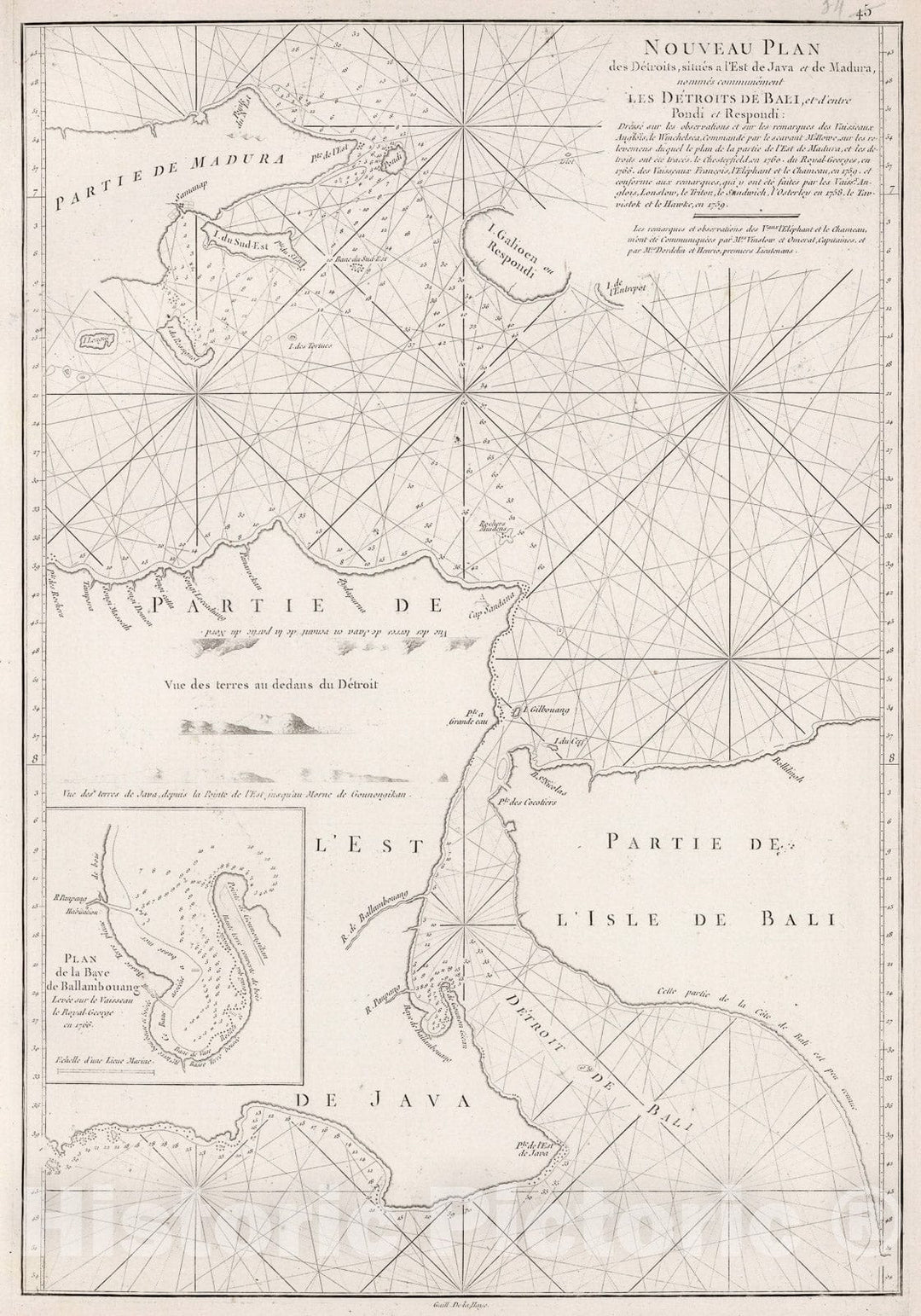 Historic Map : Nouveau plan des Detroits, situes a l'Est de Java et de Madura, 1810, Vintage Wall Decor