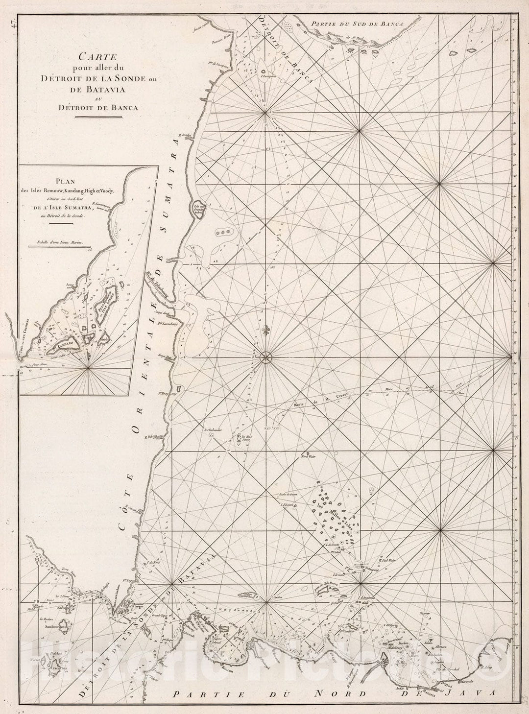 Historic Map : Carte pour aller du Detroit de la Sonde ou de Batavia, 1810, Vintage Wall Decor