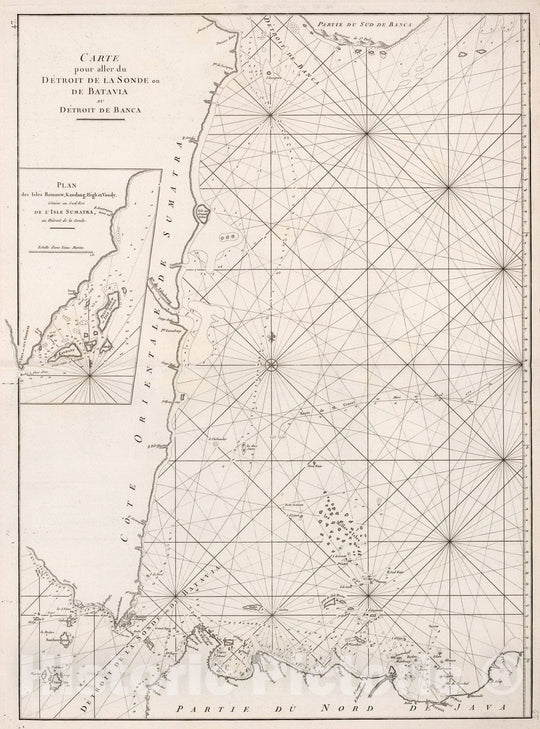 Historic Map : Carte pour aller du Detroit de la Sonde ou de Batavia, 1810, Vintage Wall Decor