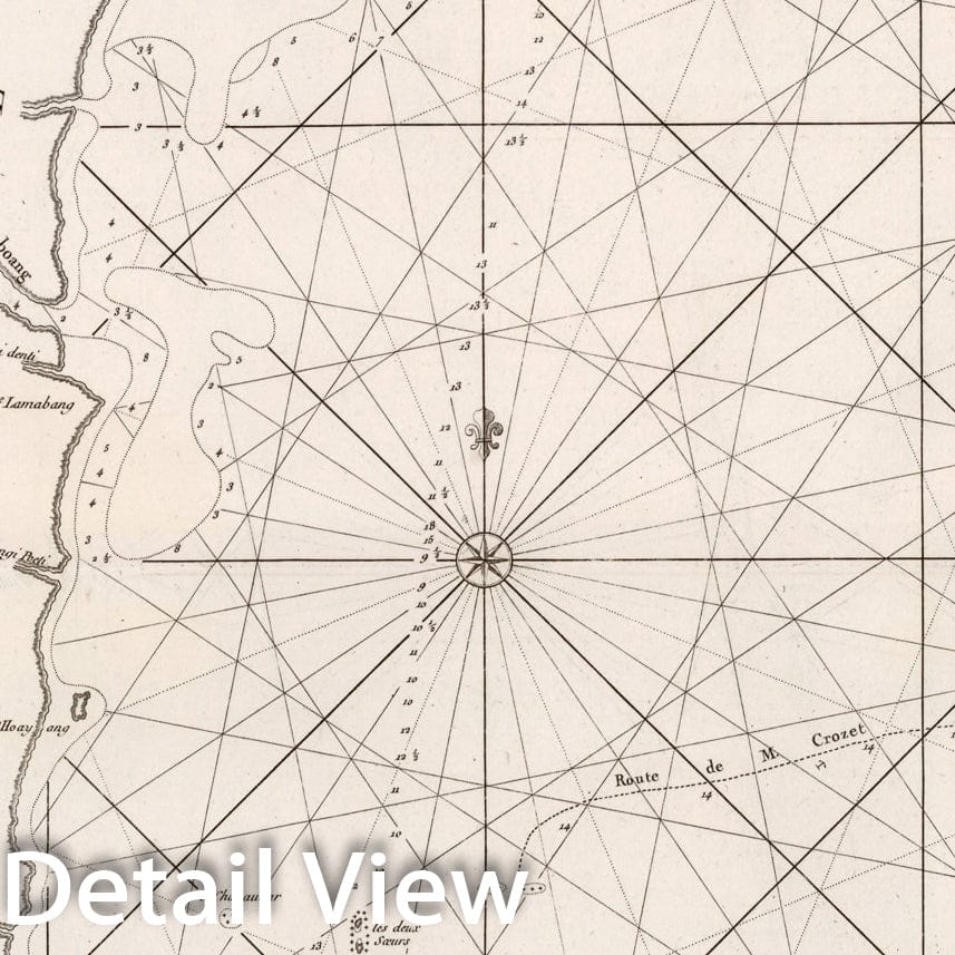 Historic Map : Carte pour aller du Detroit de la Sonde ou de Batavia, 1810, Vintage Wall Decor