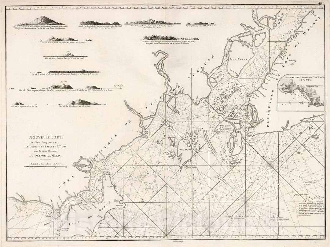 Historic Map : Nouvelle carte des mers comprises entre le detroit de Banca, 1810, Vintage Wall Decor