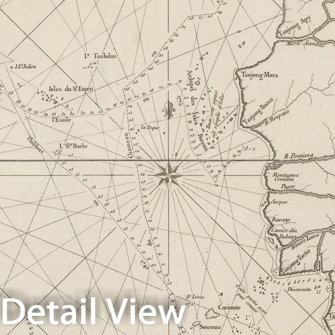 Historic Map : Carte de la partie comprise entre La Sortie Du Detroit De Malac, 1810, Vintage Wall Decor