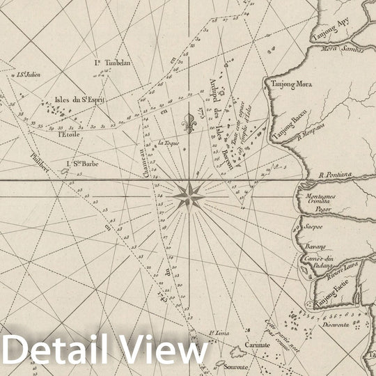 Historic Map : Carte de la partie comprise entre La Sortie Du Detroit De Malac, 1810, Vintage Wall Decor