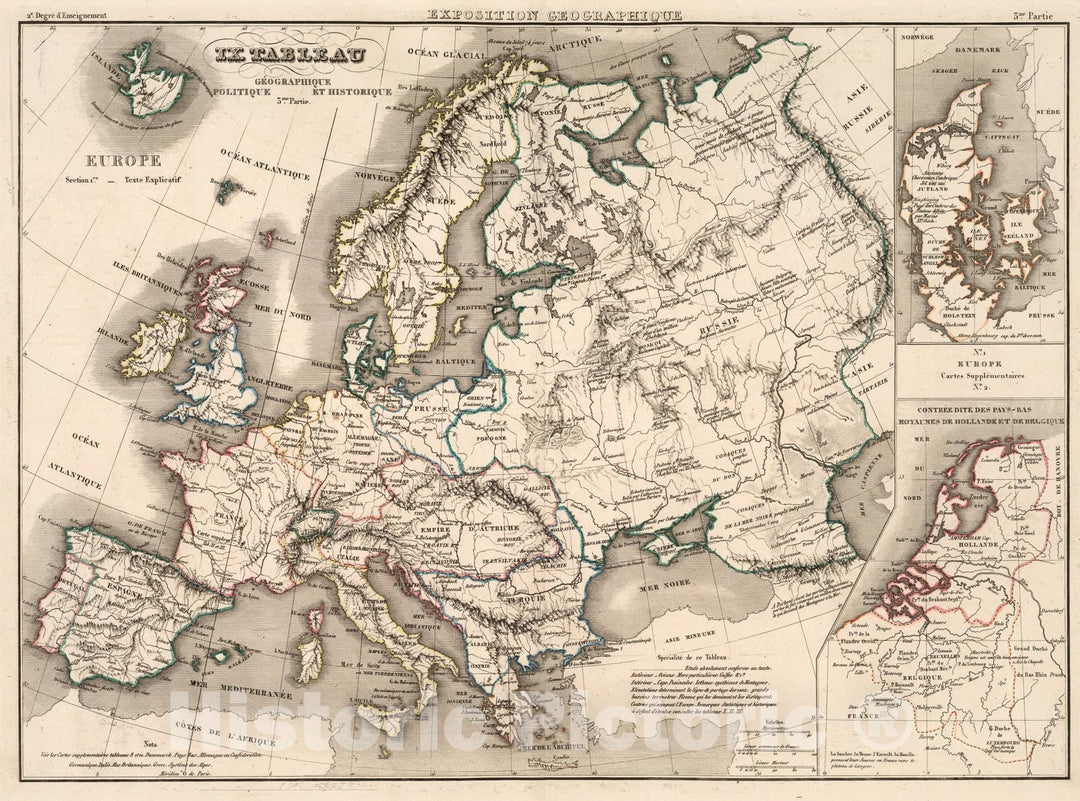 Historic Map : Exposition geographique IX Tableau : Europe : section 1re., 1839, Vintage Wall Decor