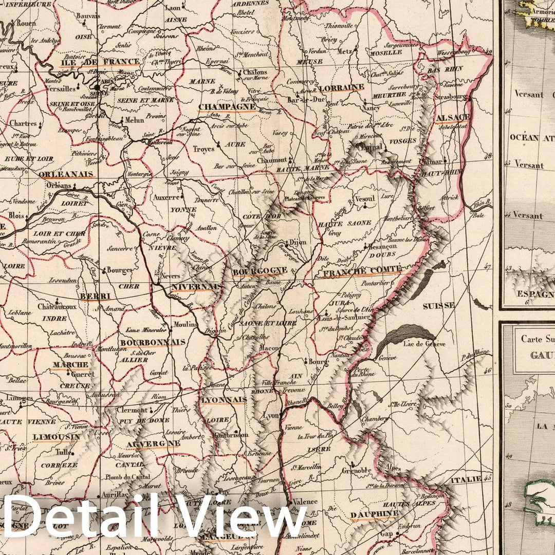 Historic Map : Exposition geographique XI Tableau : Europe 1re. Section. France, 1839, Vintage Wall Decor