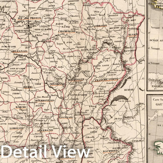 Historic Map : Exposition geographique XI Tableau : Europe 1re. Section. France, 1839, Vintage Wall Decor