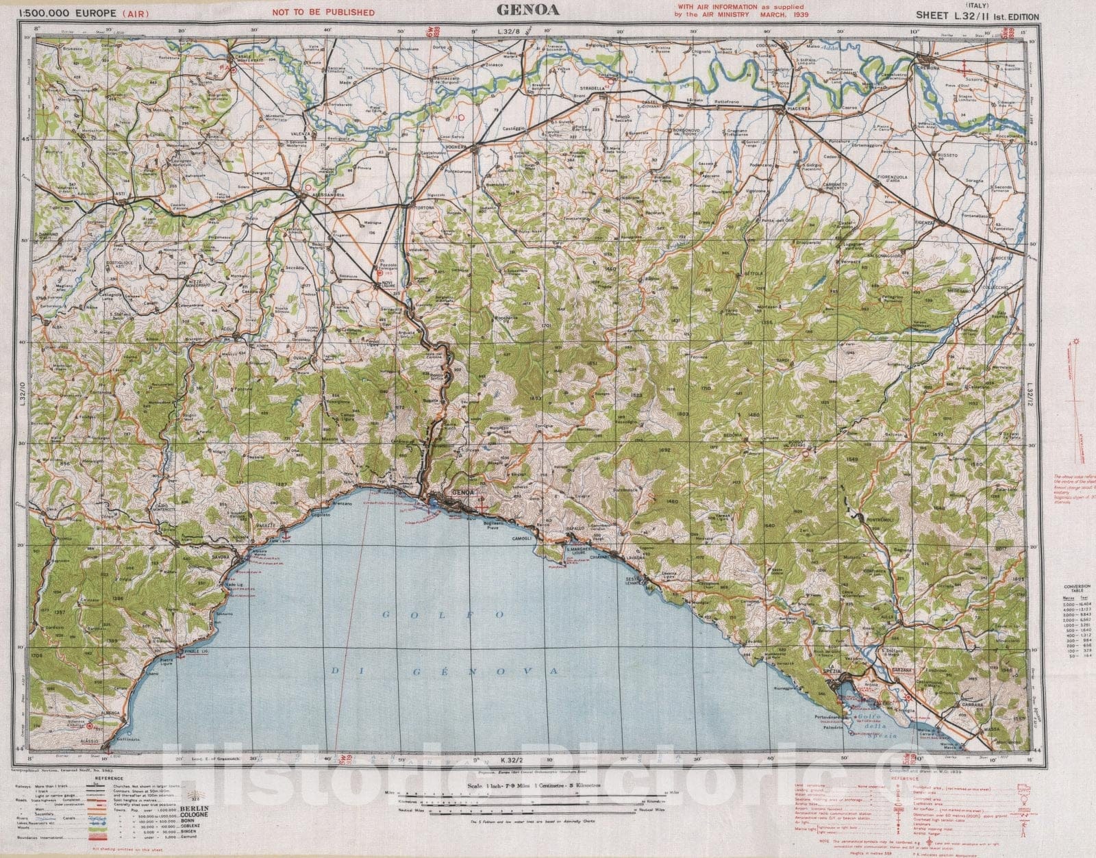 Historic Map : Genoa. (Italy). Sheet L. 32/11 1st. Edition, 1944, Vintage Wall Decor