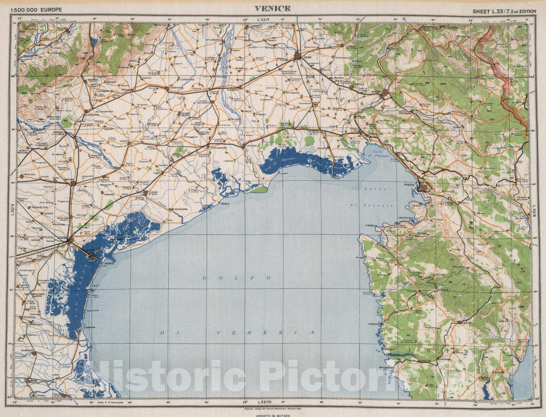 Historic Map : Venice. Sheet L 33/7 2nd. Edition, 1944, Vintage Wall Decor