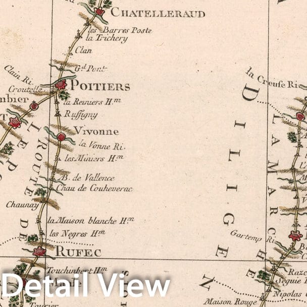 Historic Map : IIIe. Feuille, Qui donne les Routes de Paris a Bordeaux et Toulouse etc., 1765, Vintage Wall Decor