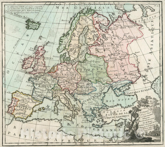 Historic Map : Pl. 11. L'Europe Dressee pour l'Etude de la Geographie, 1786, Vintage Wall Decor