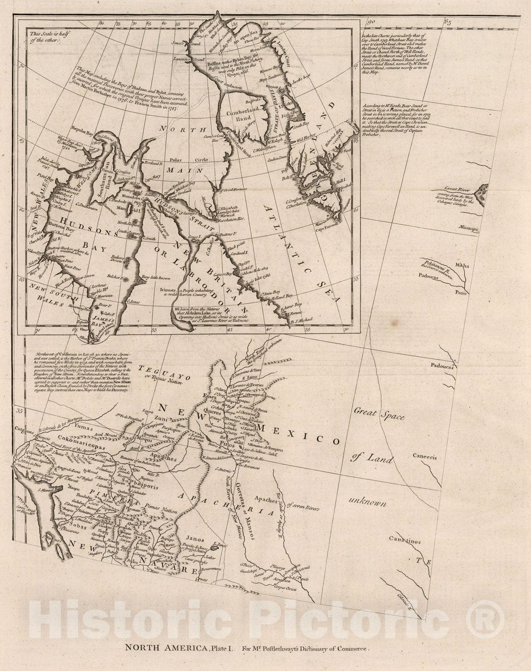 Historic Map : Vol. I. North America. Plate I, 1774, Vintage Wall Decor