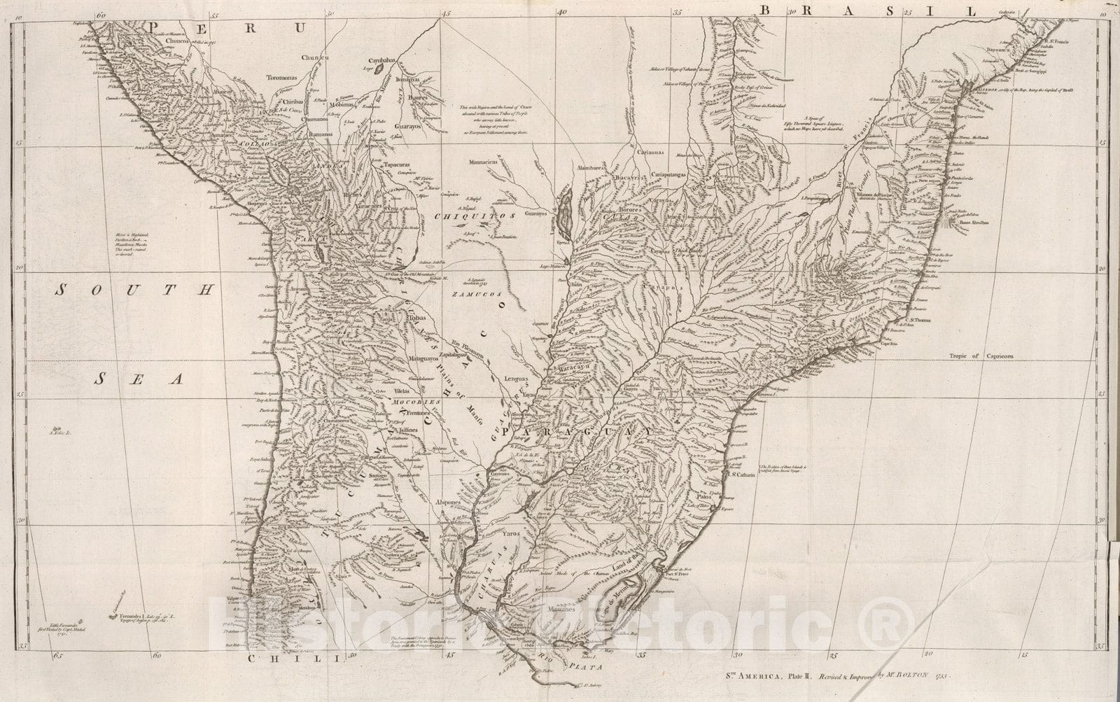 Historic Map : Vol. I. South America. Plate II, 1755, Vintage Wall Decor