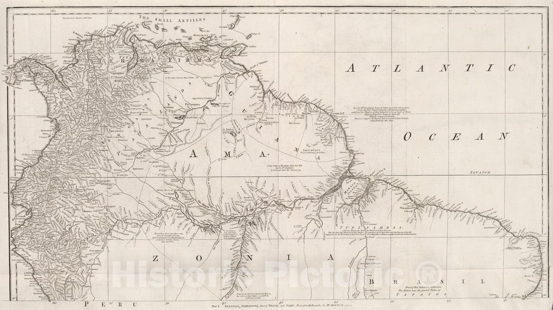 Historic Map : Vol. I. South America. Plate I. Amazonia, Terrafima, Part of Brasil and Peru, 1755, Vintage Wall Decor