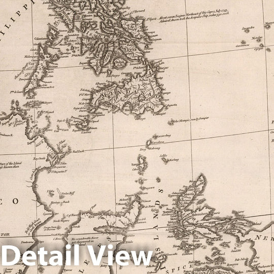 Historic Map : Vol. I. Asia. Part 2. Plate VIII. The Philippin, Carolin, Moluka and Spice Islands, 1755, Vintage Wall Decor