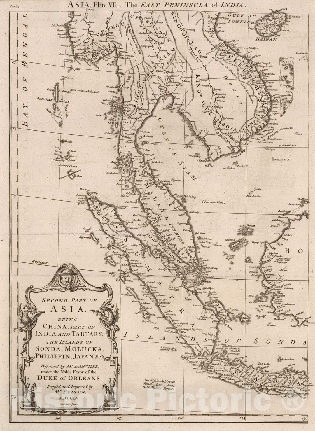 Historic Map : Vol. I. Asia. Part 2. Plate VII. The East peninsula of India, 1755, Vintage Wall Decor