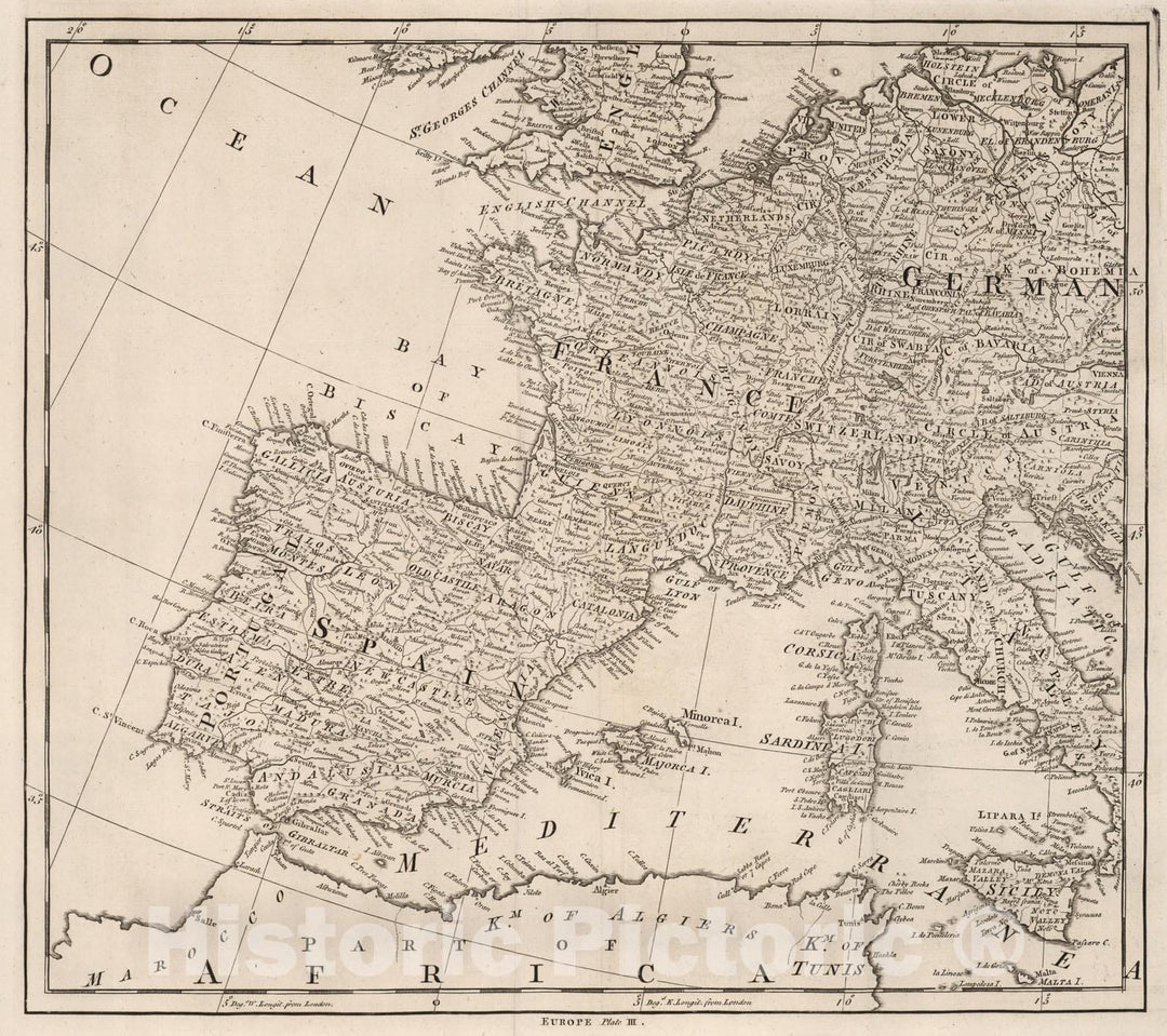 Historic Map : Vol. I. Europe. Plate III, 1774, Vintage Wall Decor