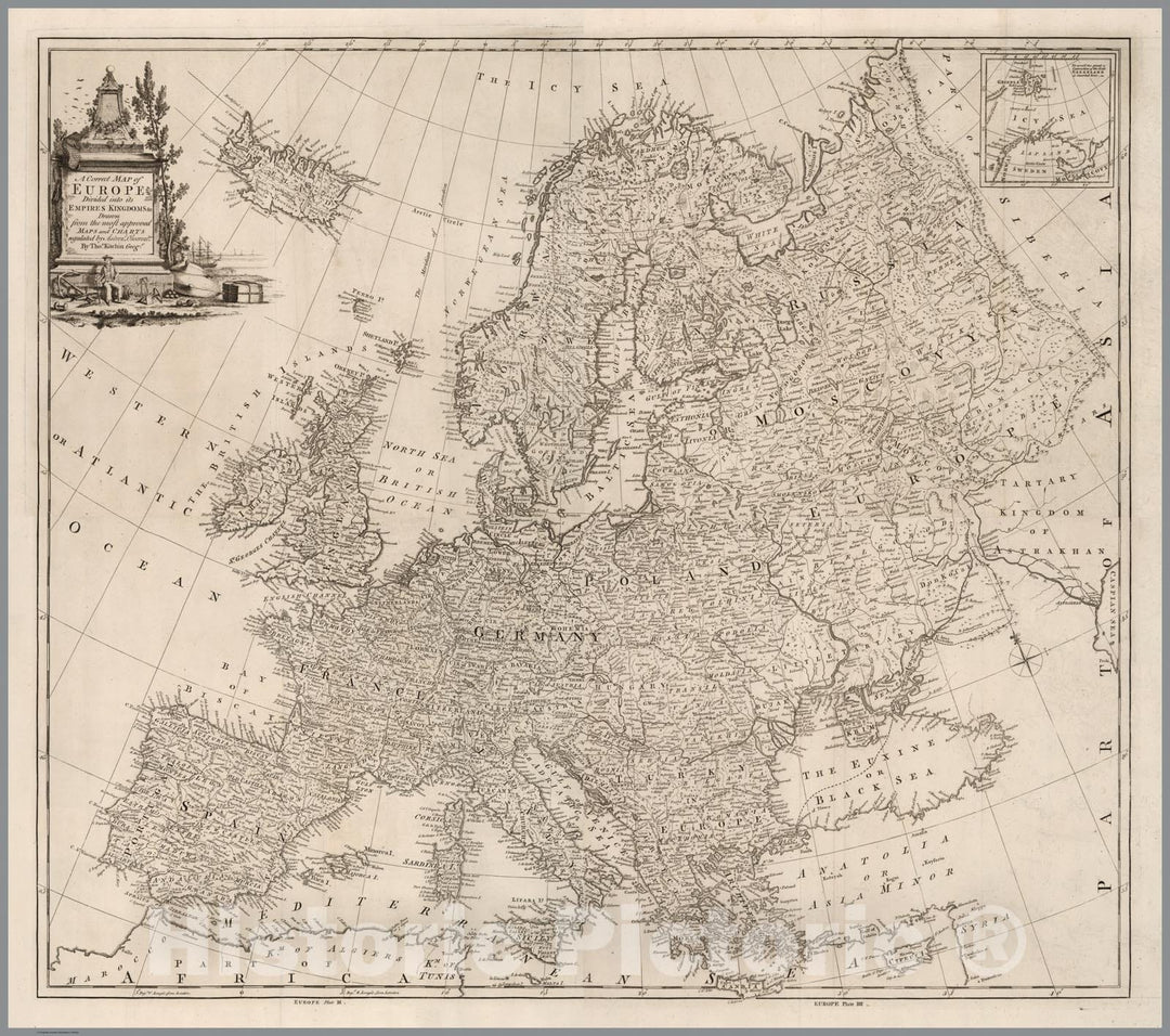 Historic Map : Composite Map: Vol. I. Europe. PlateI- IIII, 1774, Vintage Wall Decor