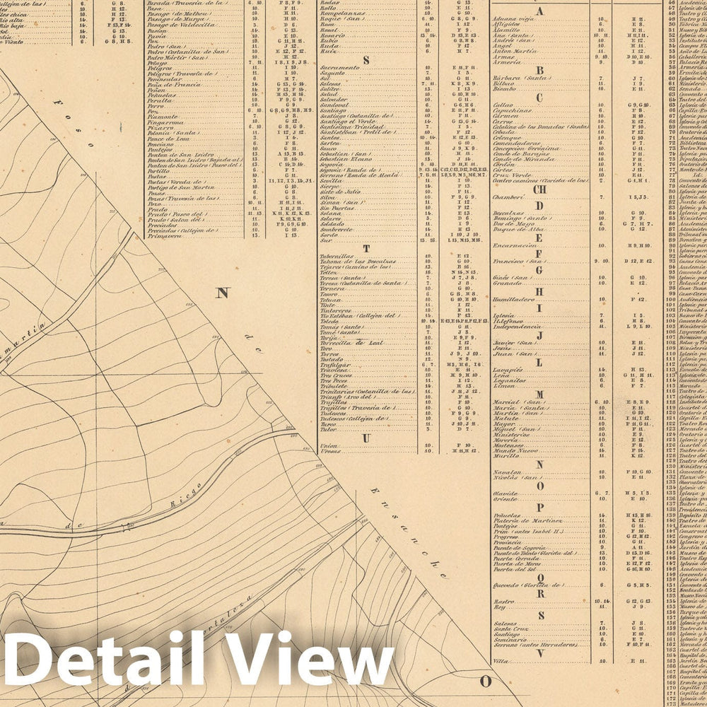 Historic Map : Hoja No. 4. Plano parcelario de Madrid, 1874, Vintage Wall Decor