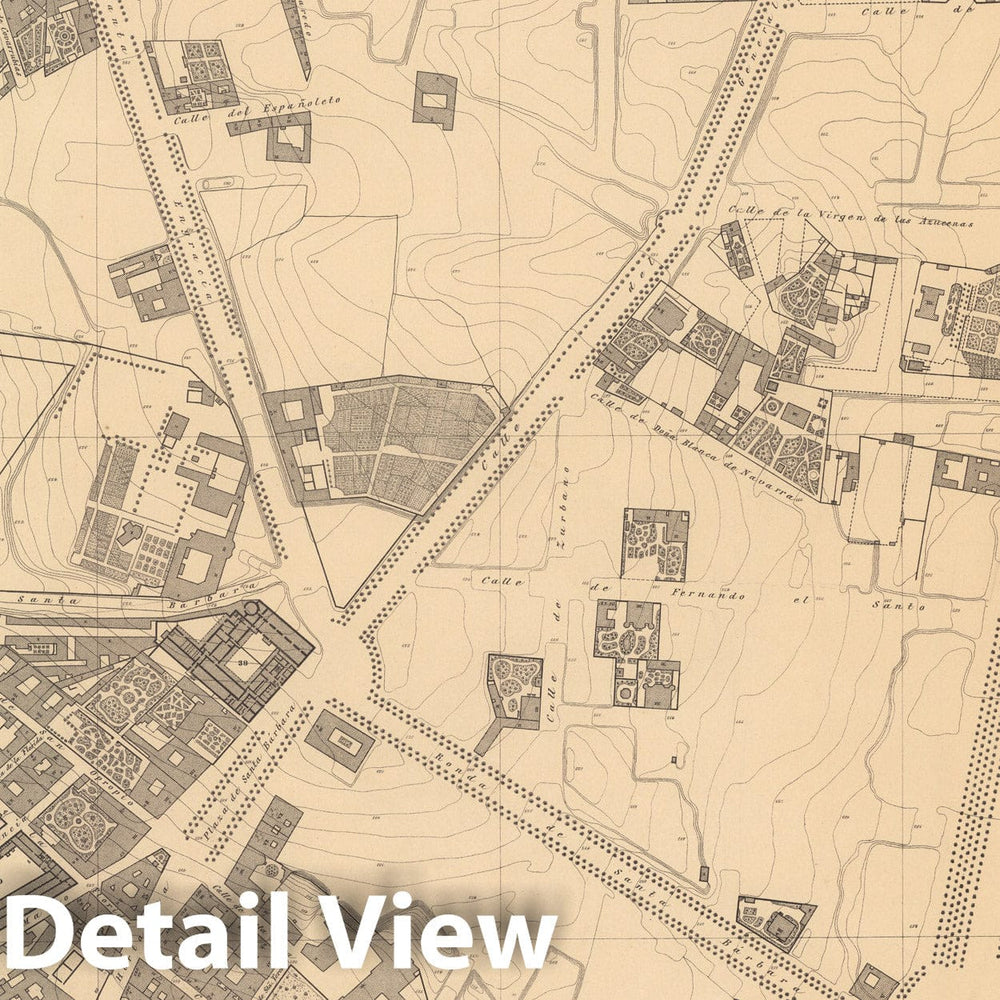 Historic Map : Hoja No. 7. Plano parcelario de Madrid, 1874, Vintage Wall Decor