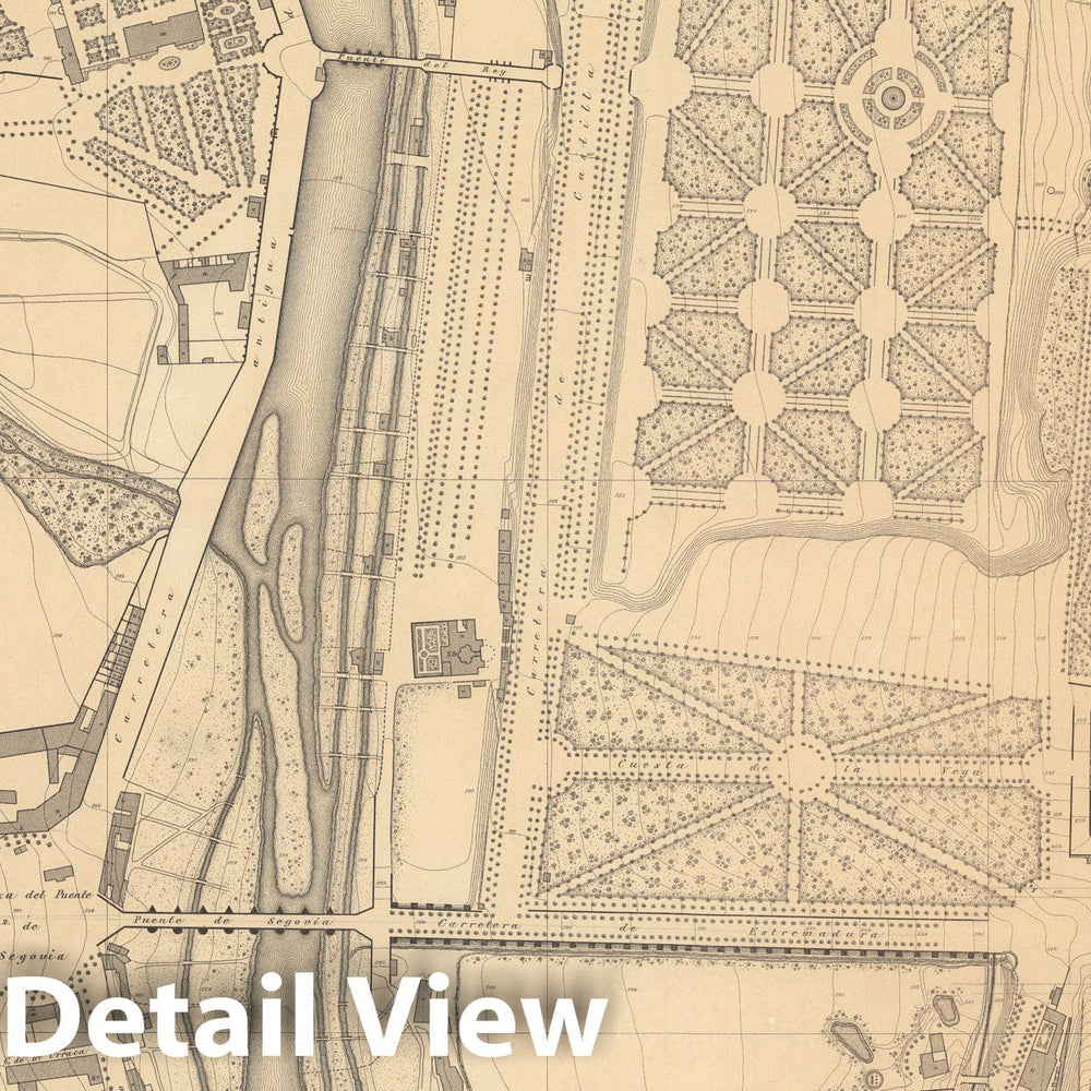 Historic Map : Hoja No. 9. Plano parcelario de Madrid, 1874, Vintage Wall Decor