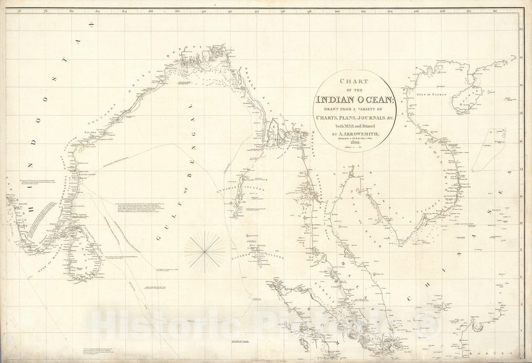 Historic Map : Chart of the Indian Ocean (Northeast), 1812, Vintage Wall Decor