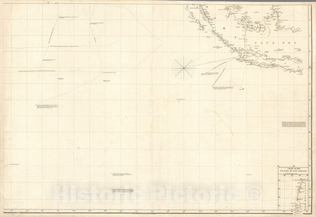 Historic Map : Chart of the Indian Ocean (Southeast), 1812, Vintage Wall Decor