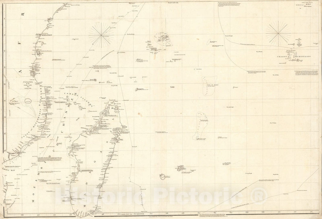 Historic Map : Chart of the Indian Ocean (Southwest), 1812, Vintage Wall Decor