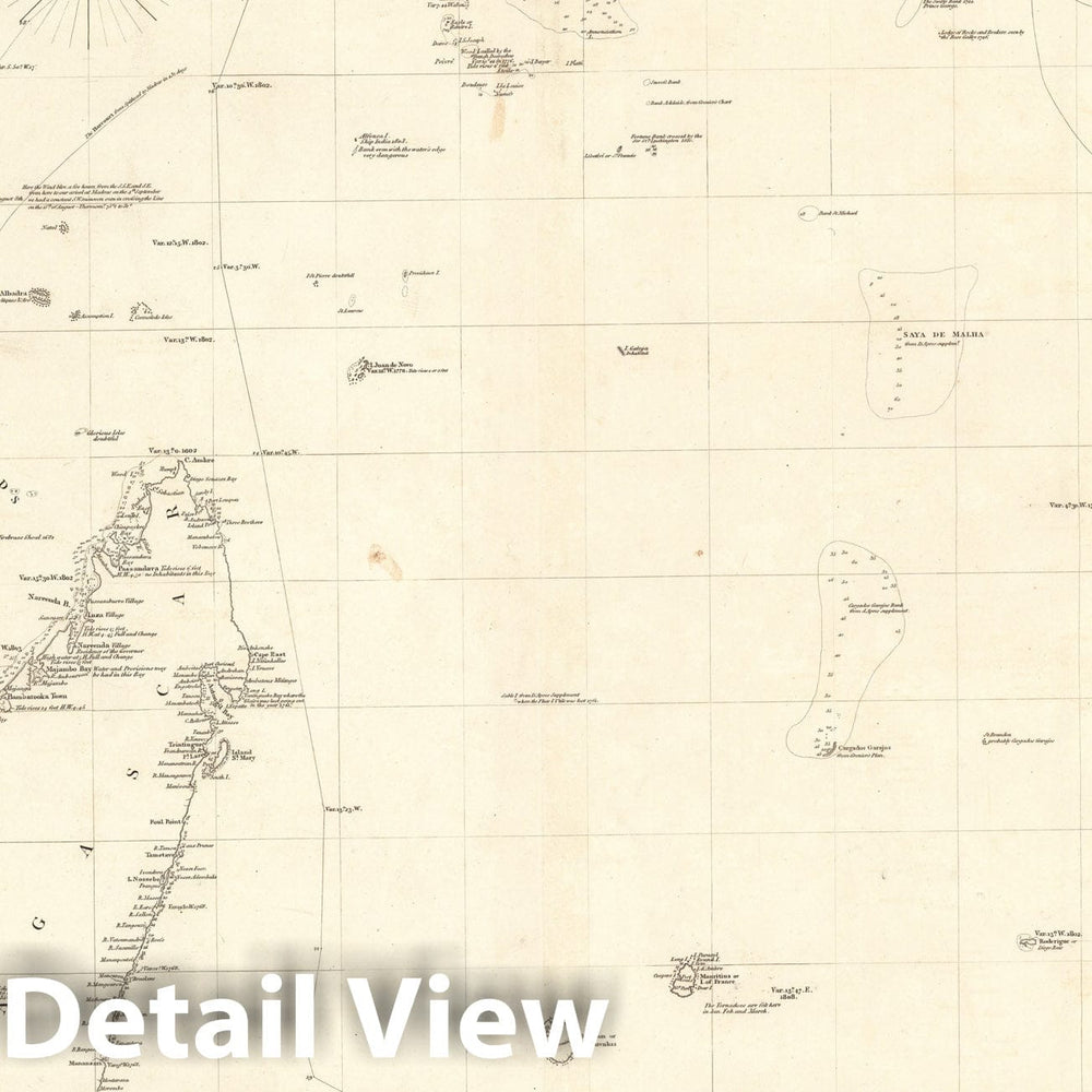 Historic Map : Chart of the Indian Ocean (Southwest), 1812, Vintage Wall Decor