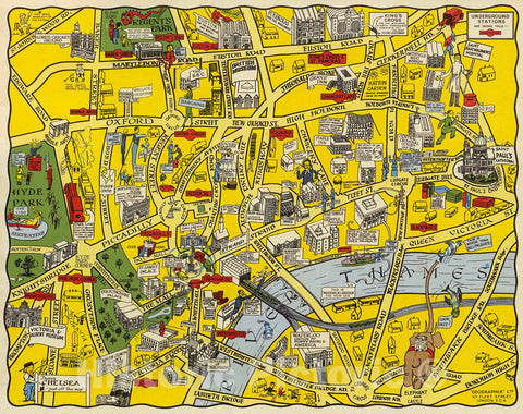 Historic Map : The new Pictorial map of London, 1930, Vintage Wall Decor