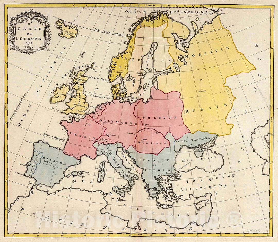 Historic Map : Europe., 1755, Vintage Wall Decor