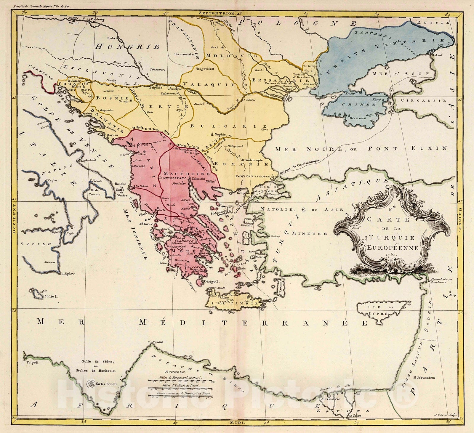 Historic Map : Turquie Europeenne., 1755, Vintage Wall Decor