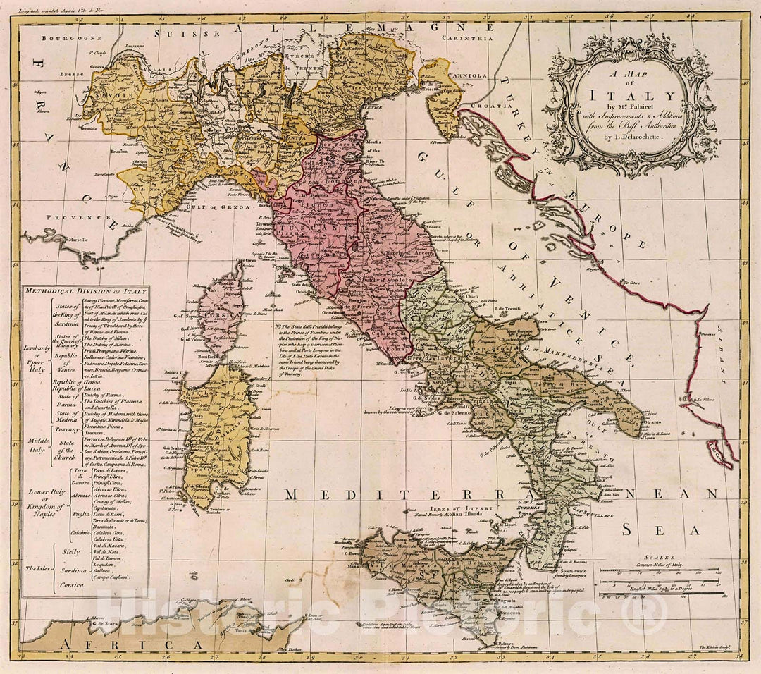 Historic Map : Italy., 1755, Vintage Wall Decor