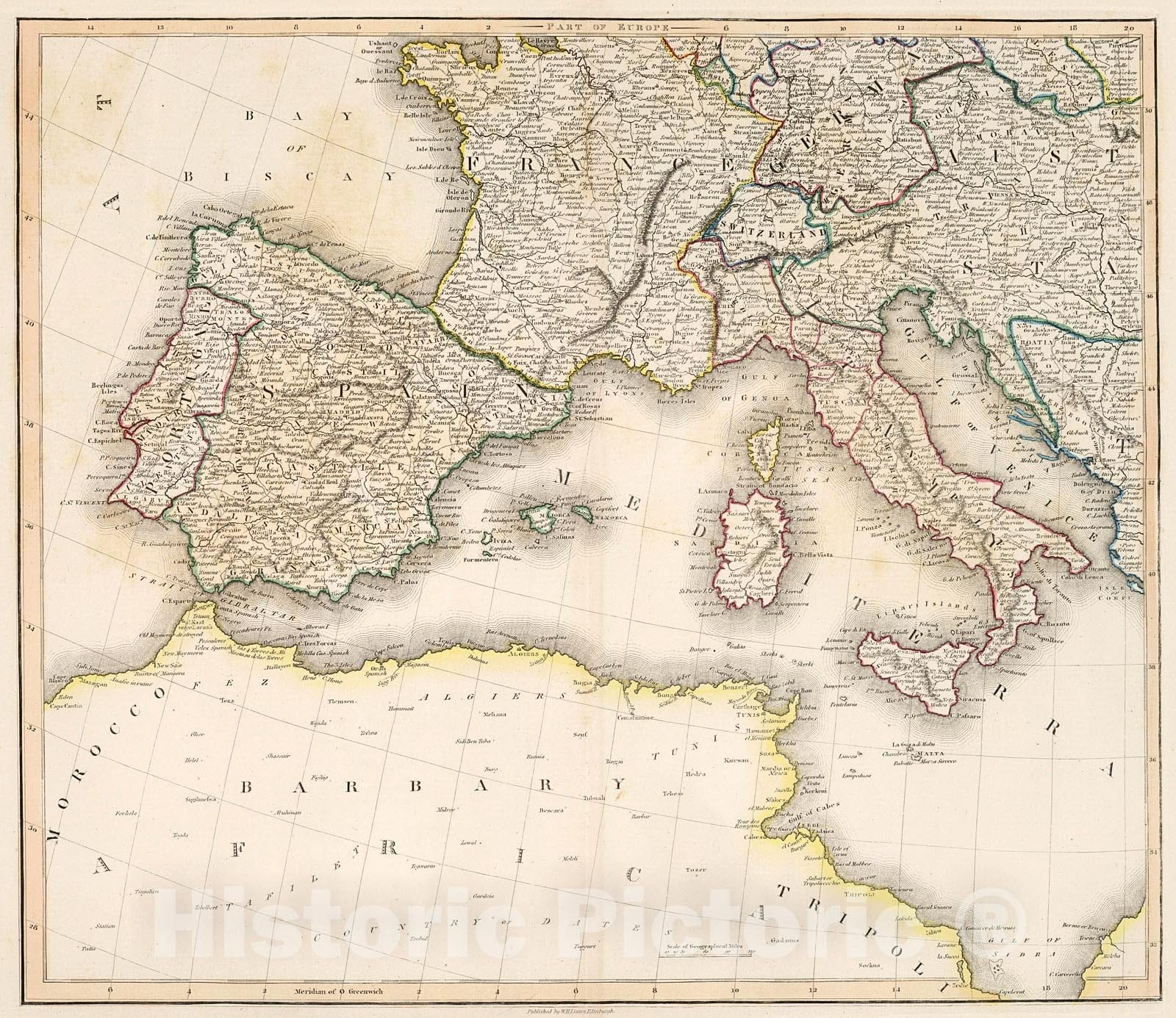 Historic Map : Europe : exhibiting its present political divisions. VII, 1841, Vintage Wall Decor