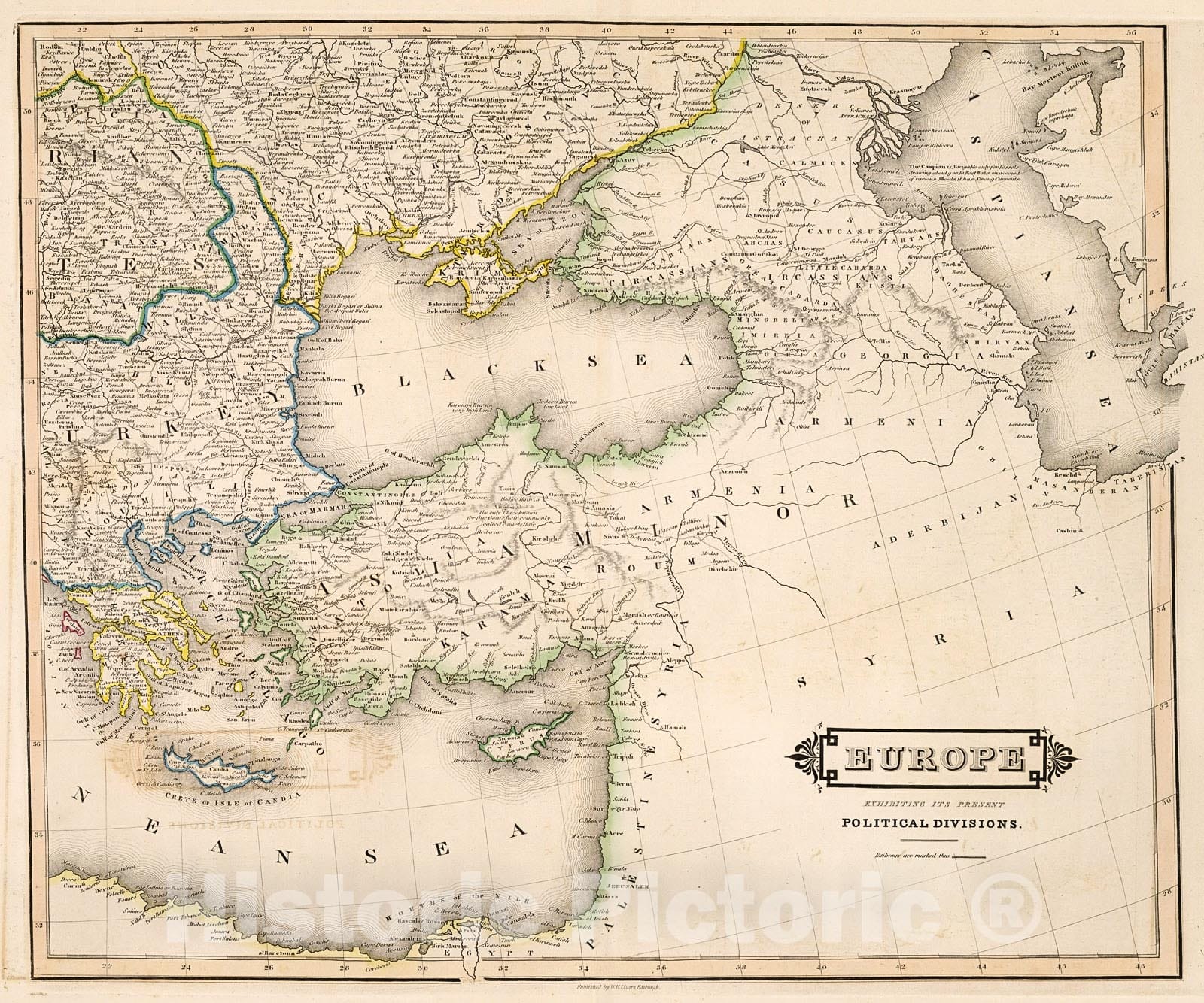 Historic Map : Europe : exhibiting its present political divisions. VIII, 1841, Vintage Wall Decor