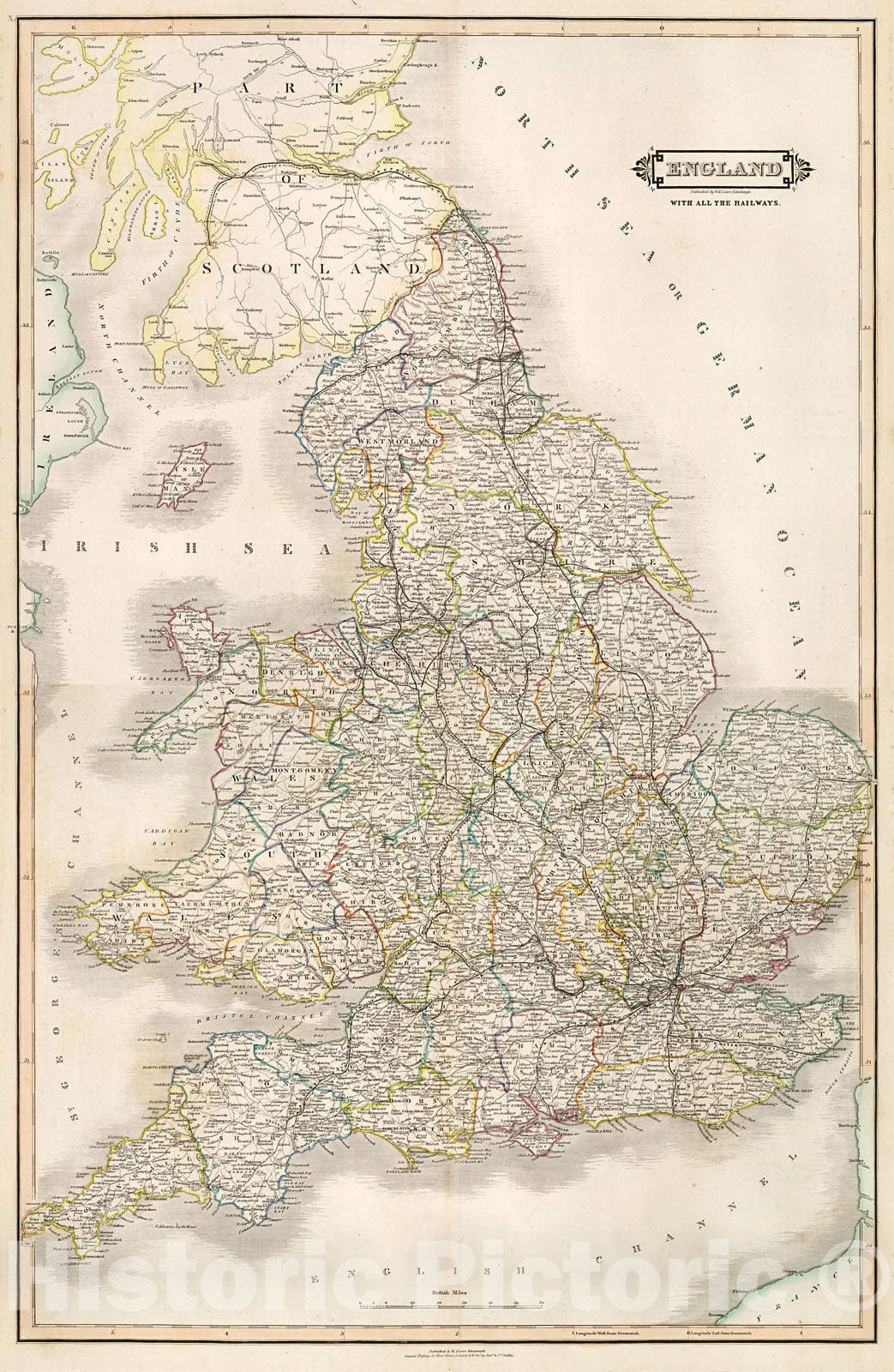 Historic Map : England. X-XI, 1841, Vintage Wall Decor