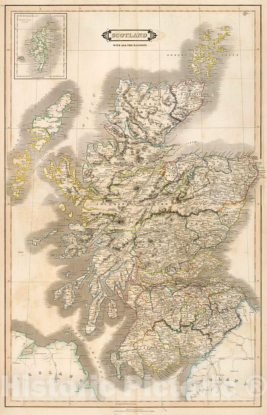 Historic Map : Scotland, 1841, Vintage Wall Decor