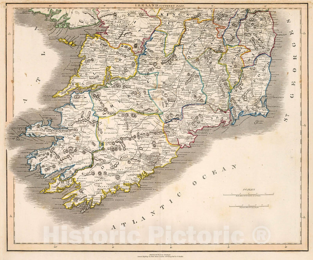 Historic Map : Ireland (Southern part). XV, 1841, Vintage Wall Decor