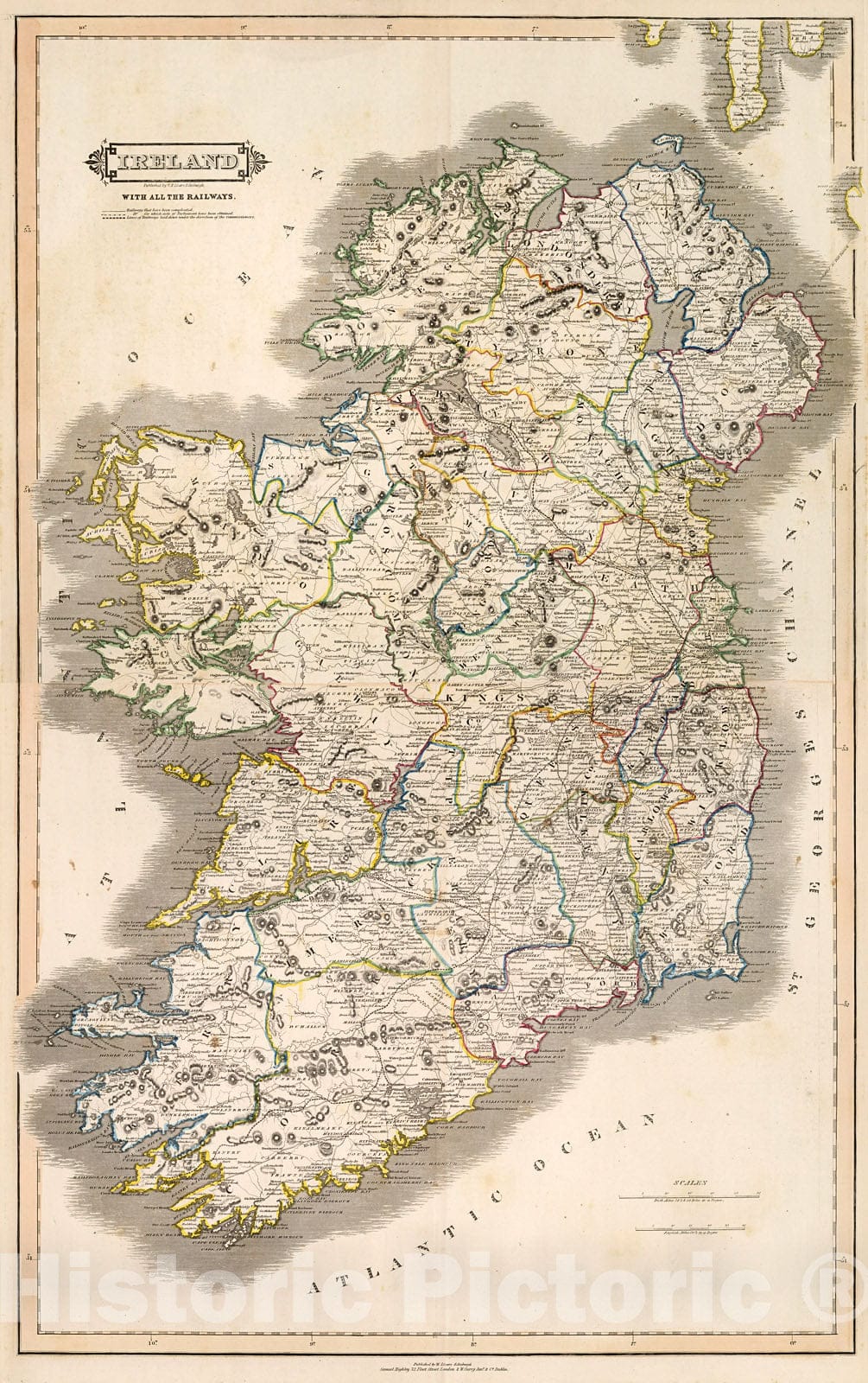 Historic Map : Ireland. XIV-XV, 1841, Vintage Wall Decor