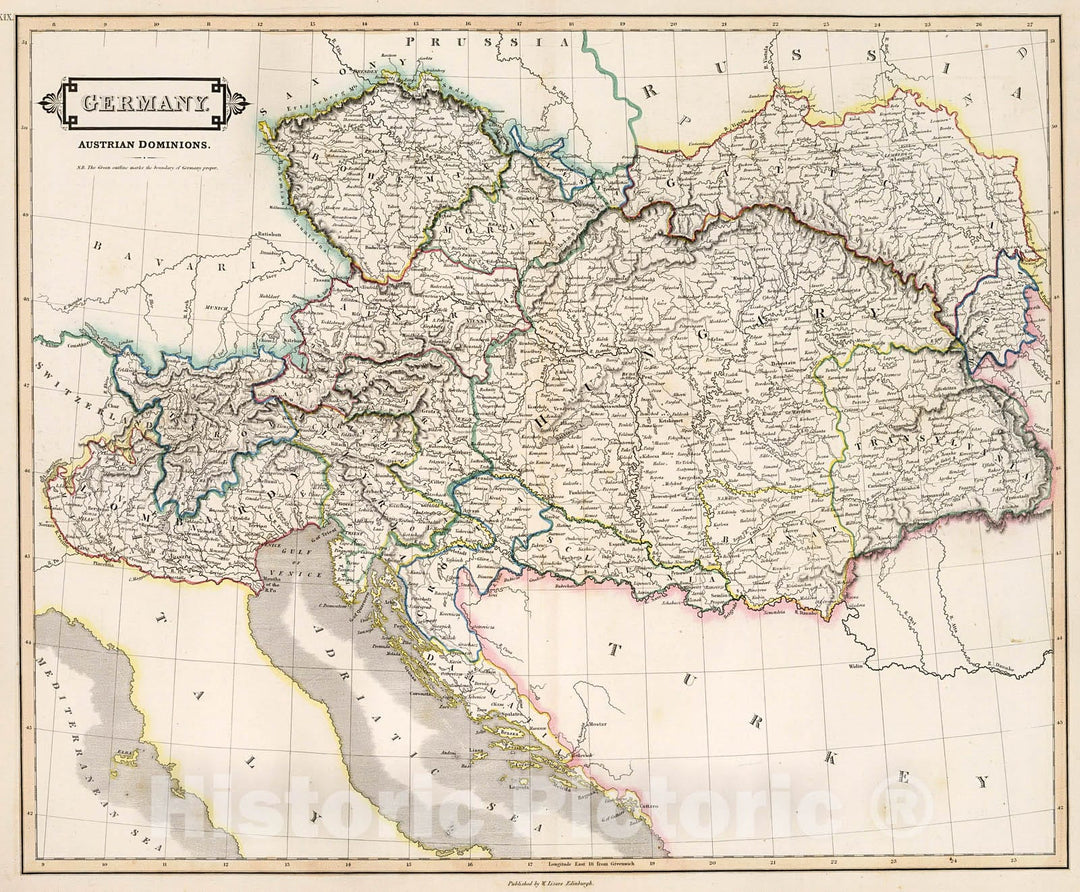 Historic Map : Germany. Austria dominions, 1841, Vintage Wall Decor