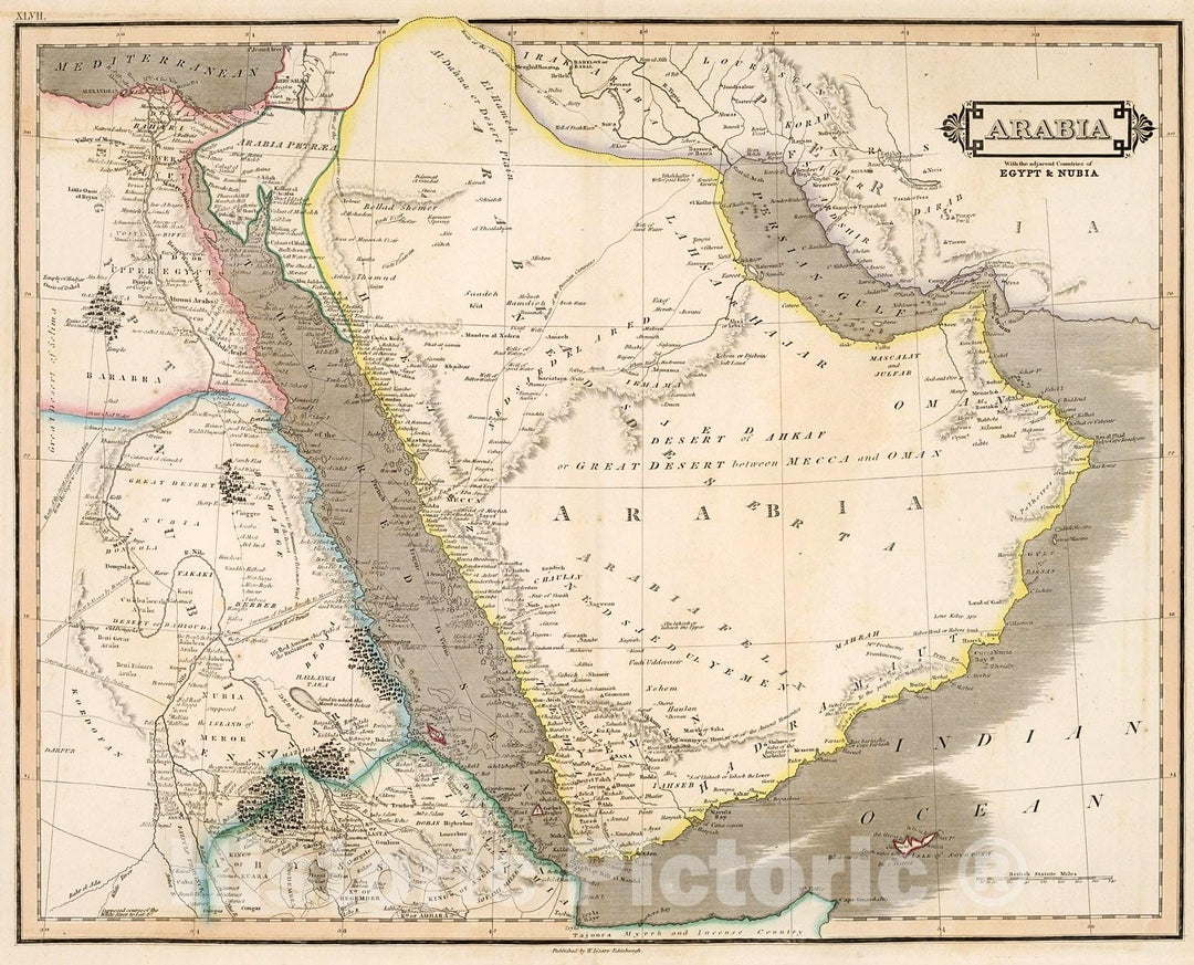 Historic Map : Arabia with the adjacent countries of Egypt & Nubia, 1841, Vintage Wall Decor