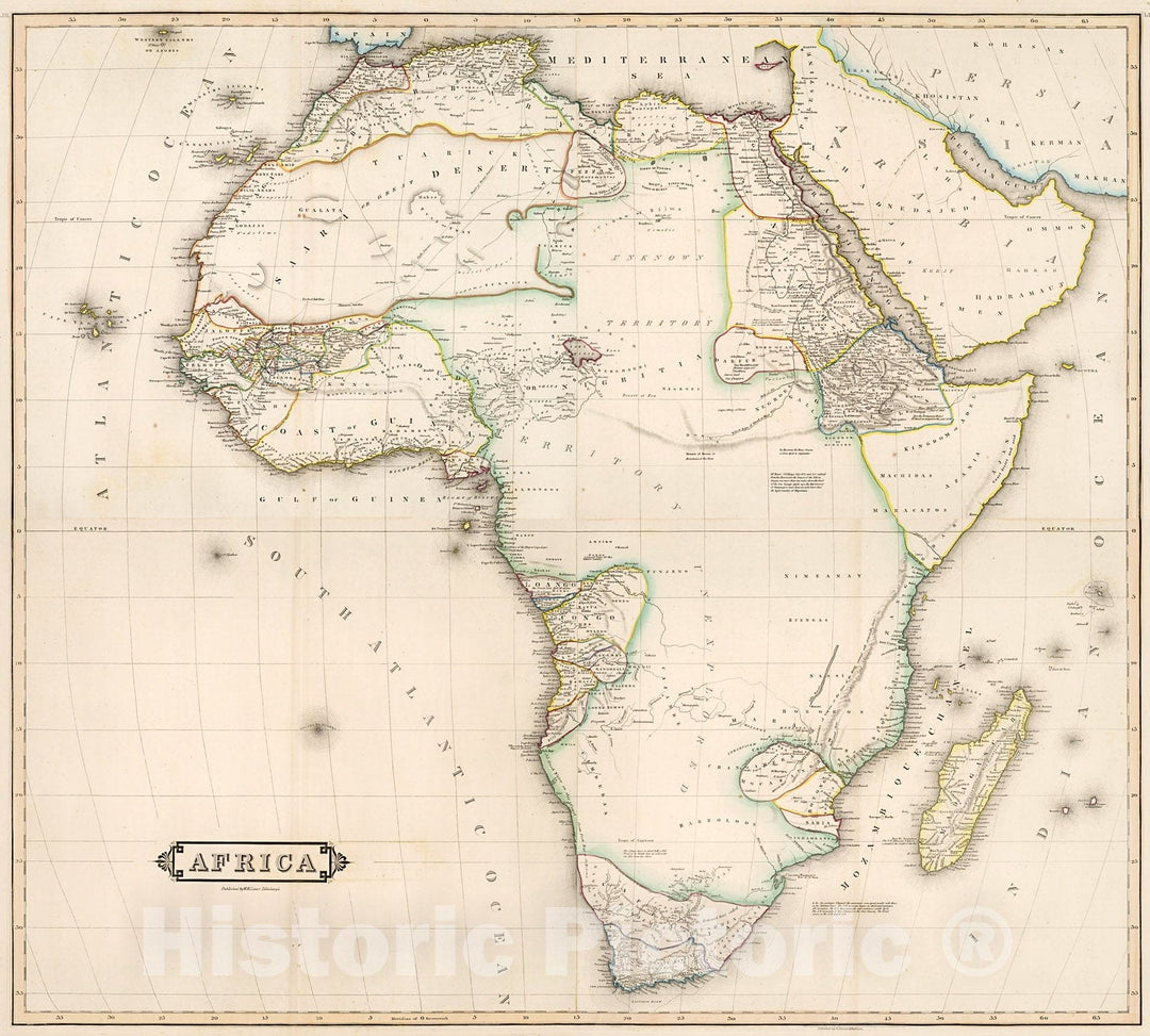 Historic Map : Africa. LIII-LVI, 1841, Vintage Wall Decor