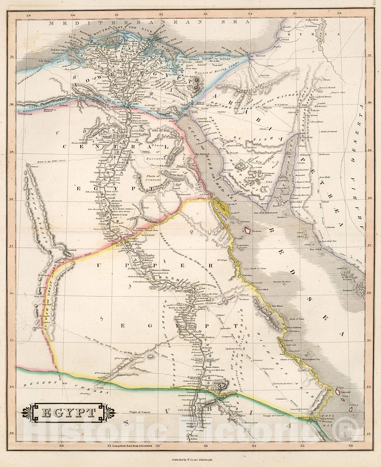 Historic Map : Egypt, 1841, Vintage Wall Decor